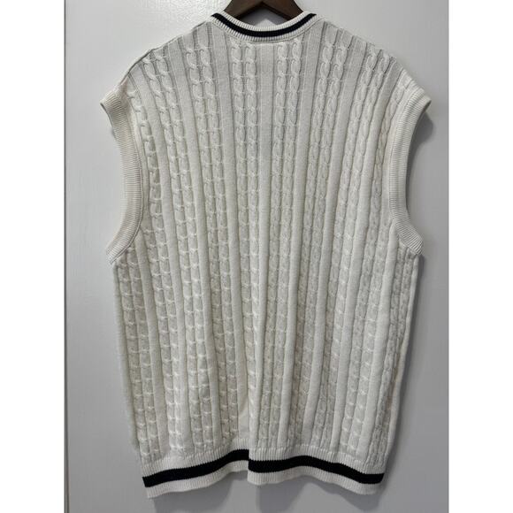 Lacoste Sport Creme Cricket Classic Cable Knit Sweater Vest Size 8 - Picture 6 of 8